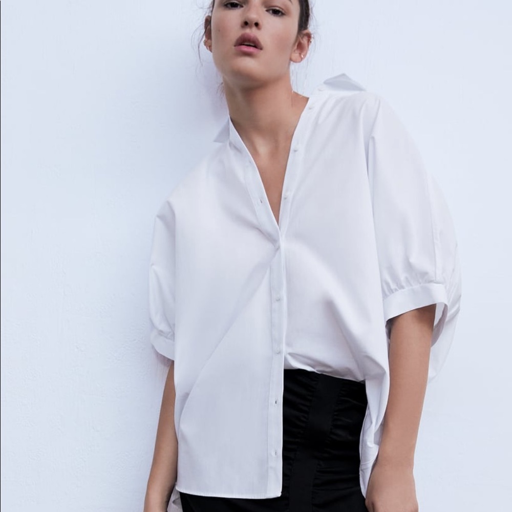 Zara white Back opening shirt/blouse